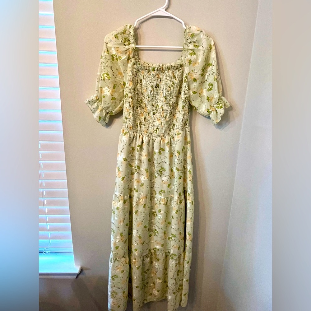 Green cottagecore dress
